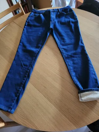 Pantalones vaqueros mujer forro polar invierno