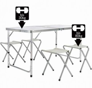 Mesa Plegable Aluminio con 4 Taburetes