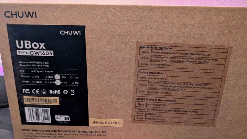 Mini PC Chuwi Ubox Ryzen 5 6600H 16GB RAM 512GB afbeelding 6