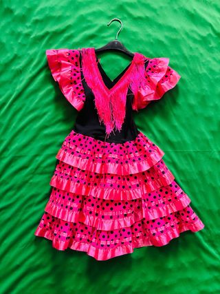 Vestido Flamenca niñas, talla 110 cms