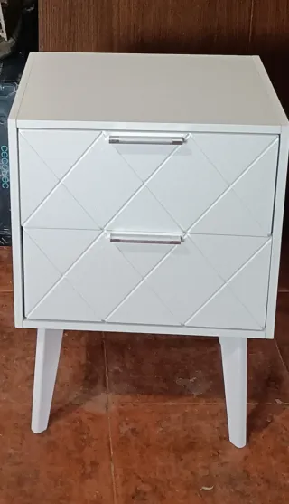 Mesita de noche blanca 2 cajones