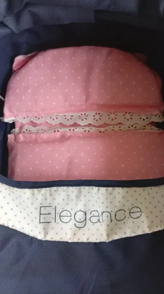 Juguete- Carrito de muñecas azul marino y hueso