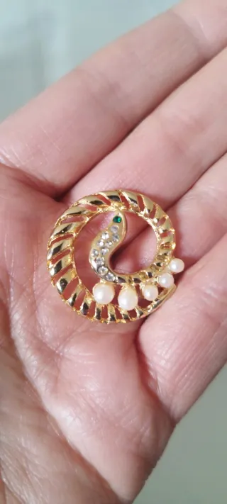 Bottone gioiello vintage serpente perle da 2,8 cm