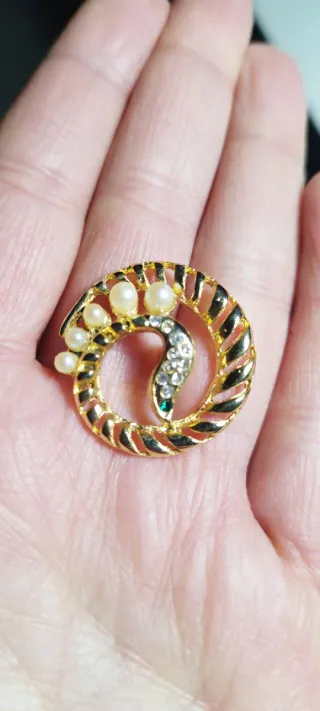 Bottone gioiello vintage serpente perle da 2,8 cm