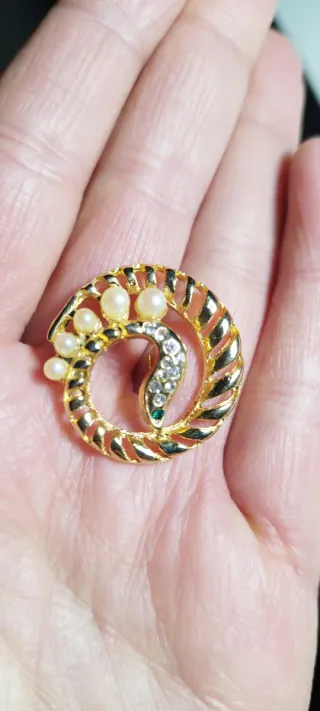 Bottone gioiello vintage serpente perle da 2,8 cm