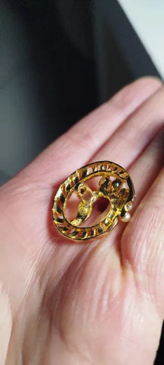 Bottone gioiello vintage serpente perle da 2,8 cm