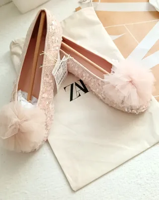 Bailarinas Zara lentejuelas y pompones
