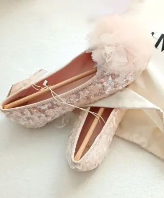 Bailarinas Zara lentejuelas y pompones