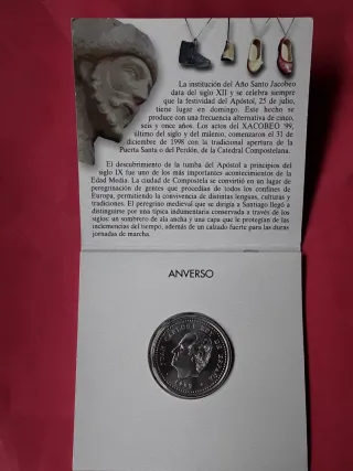 2000 PESETA PLATA 1999 AÑO XACOBEO. CARTERA FNMT