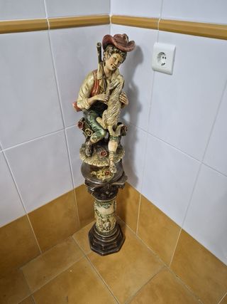 Figura porcelana niño con perro