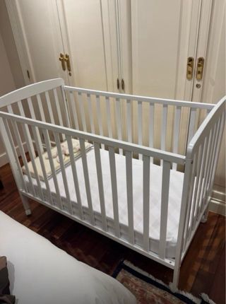 Cuna blanca con colchón 120x60 cm