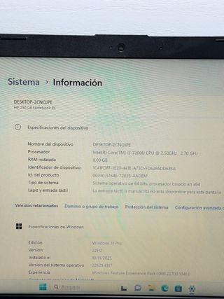 HP 250 G6 i5 / 8GB RAM / 256GB SSD