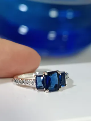 Anillo Plata S925 Azul Intenso