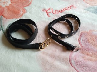 2 cinturones de mujer negros