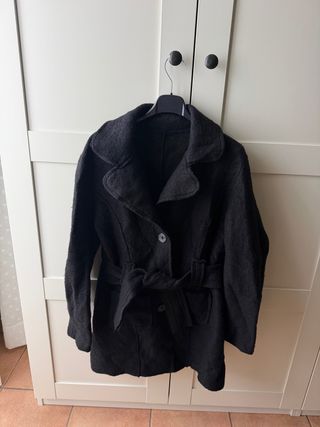Cappotto Lana Nero con Cintura