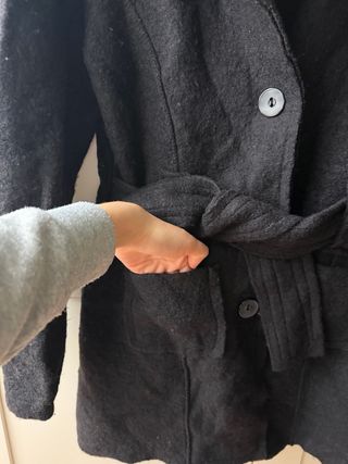 Cappotto Lana Nero con Cintura