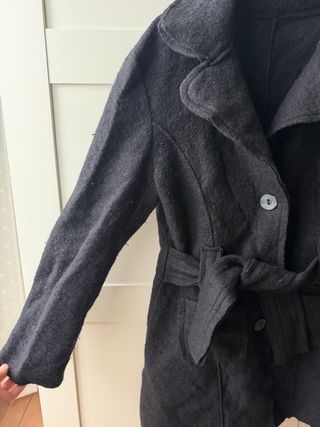 Cappotto Lana Nero con Cintura