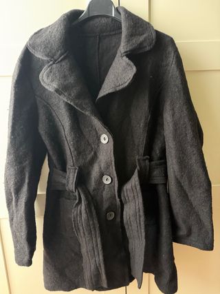 Cappotto Lana Nero con Cintura