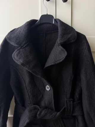 Cappotto Lana Nero con Cintura
