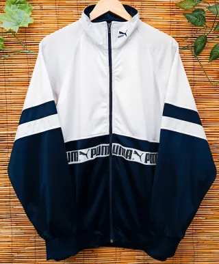 Chaqueta Puma Vintage Talla XL Azul y Blanca