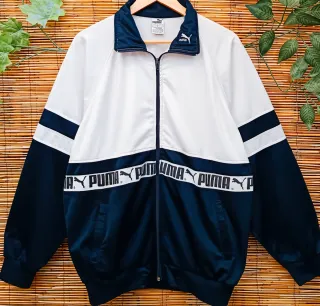 Chaqueta Puma Vintage Talla XL Azul y Blanca