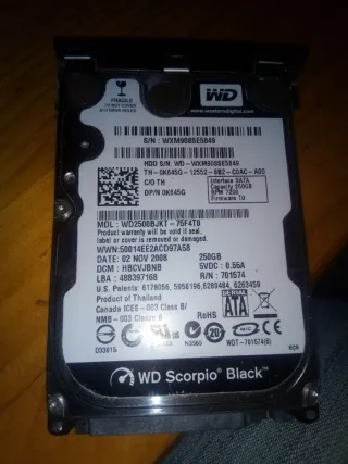 Disco Duro 250GB WD Scorpio Black SATA