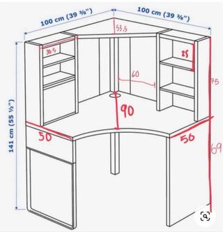 Escritorio Esquinero IKEA Blanco y Madera