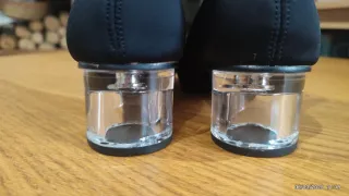 Botines calcetín tacón transparente negros