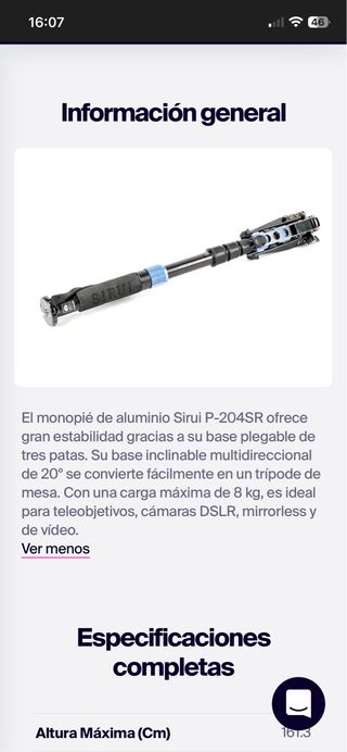 Monopode Sirui P-204SR Aluminio