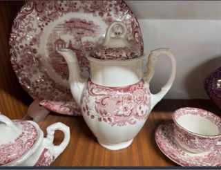 Juego de café Cartuja de Sevilla 15 pzs Mod. Rosa