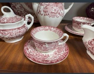 Juego de café Cartuja de Sevilla 15 pzs Mod. Rosa