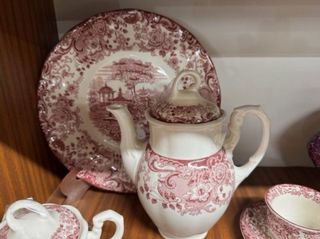 Juego de café Cartuja de Sevilla 15 pzs Mod. Rosa