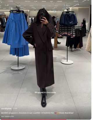 Abrigo largo lana oversize Zara marrón
