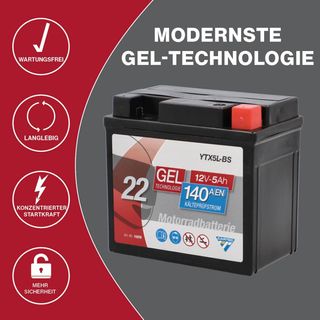 Batteria Moto CARTEC YTX5L-BS 5Ah 80A Tecnologia Gel