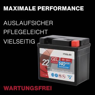 Batteria Moto CARTEC YTX5L-BS 5Ah 80A Tecnologia Gel