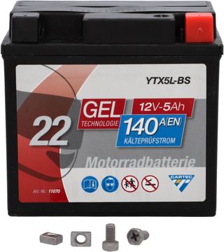 Batteria Moto CARTEC YTX5L-BS 5Ah 80A Tecnologia Gel
