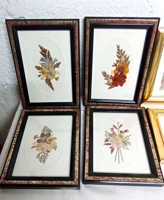 Lote 4 Cuadros Flores Secas a juego