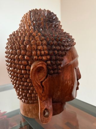 Cabeza Buda Madera Tallada