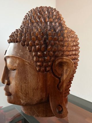 Cabeza Buda Madera Tallada