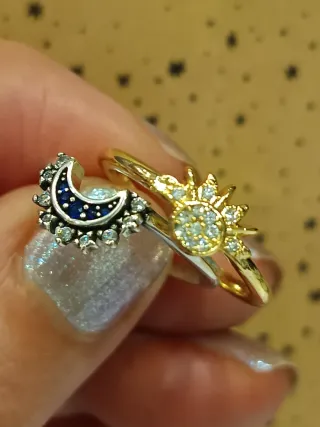 Anillo Plata S925 Sol y Luna