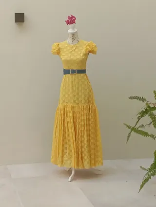 Traje Flamenco Gitana Amarillo Talla XS/S.