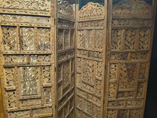 Biombo Oriental Madera Tallada
