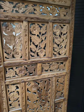 Biombo Oriental Madera Tallada