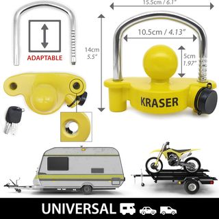 KRASER KR815 Blocco Antifurto per Rimorchio, Lucchetto Enga