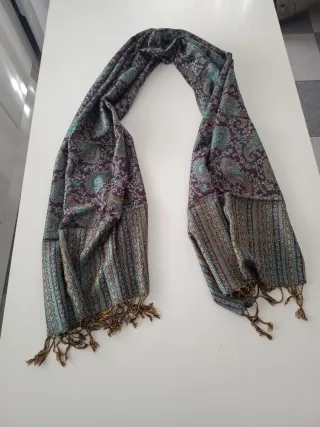 Pashmina seda con flecos 1,95x68