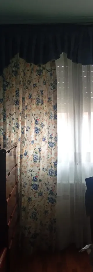 Cortinas y visillos beige y azul