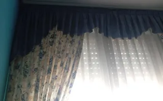 Cortinas y visillos beige y azul