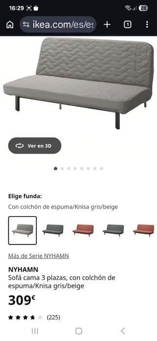 Sofá Cama Ikea 3 Plazas Gris