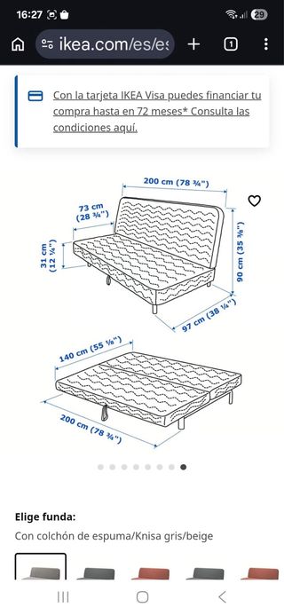 Sofá Cama Ikea 3 Plazas Gris