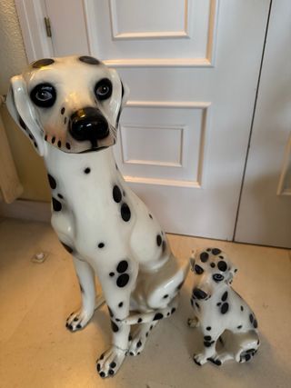 Pareja Figuras Dálmata Cerámica Vintage